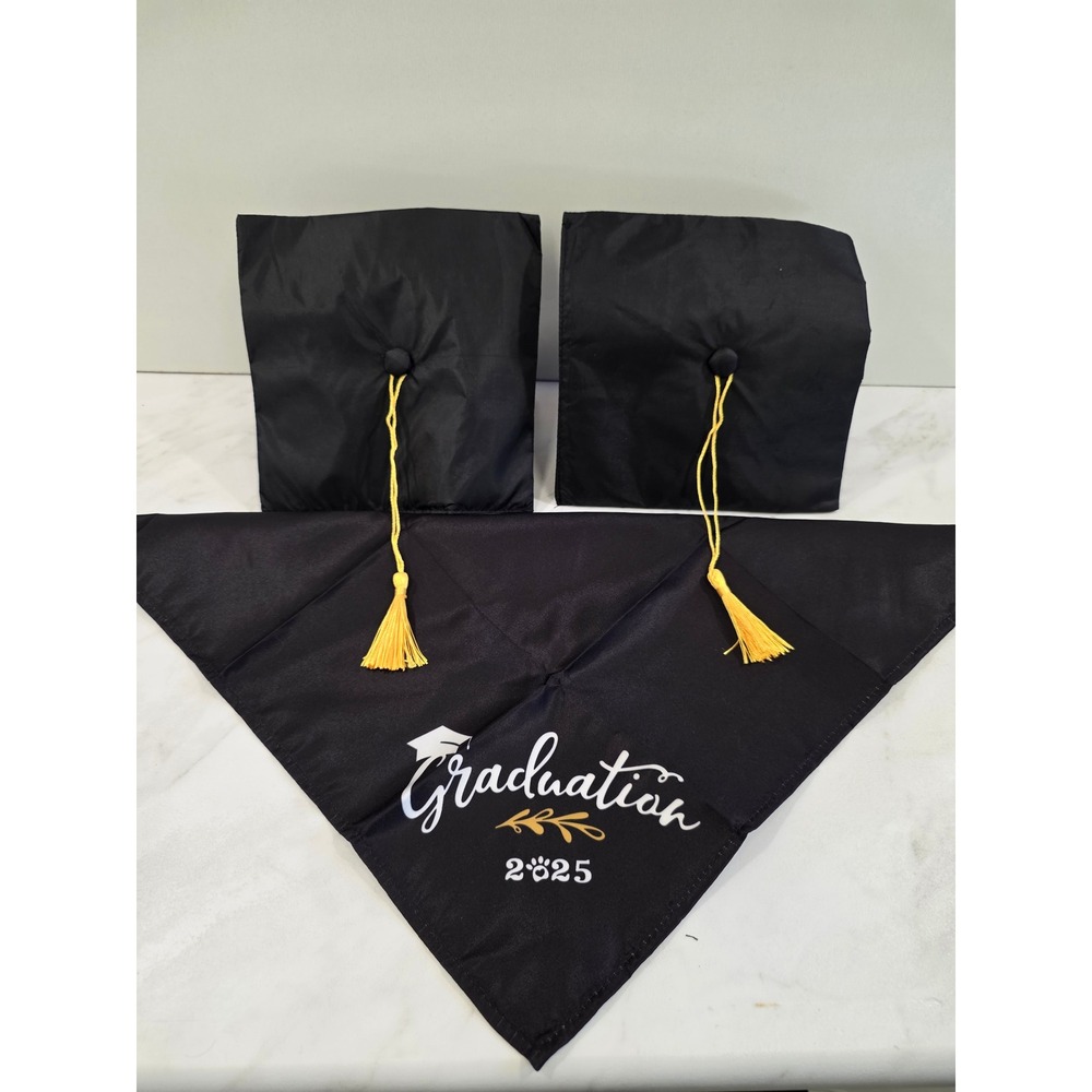 Petcore Pet School Graduation Set Caps Bandana Black Photoshoot Dog Mom Dog Dad